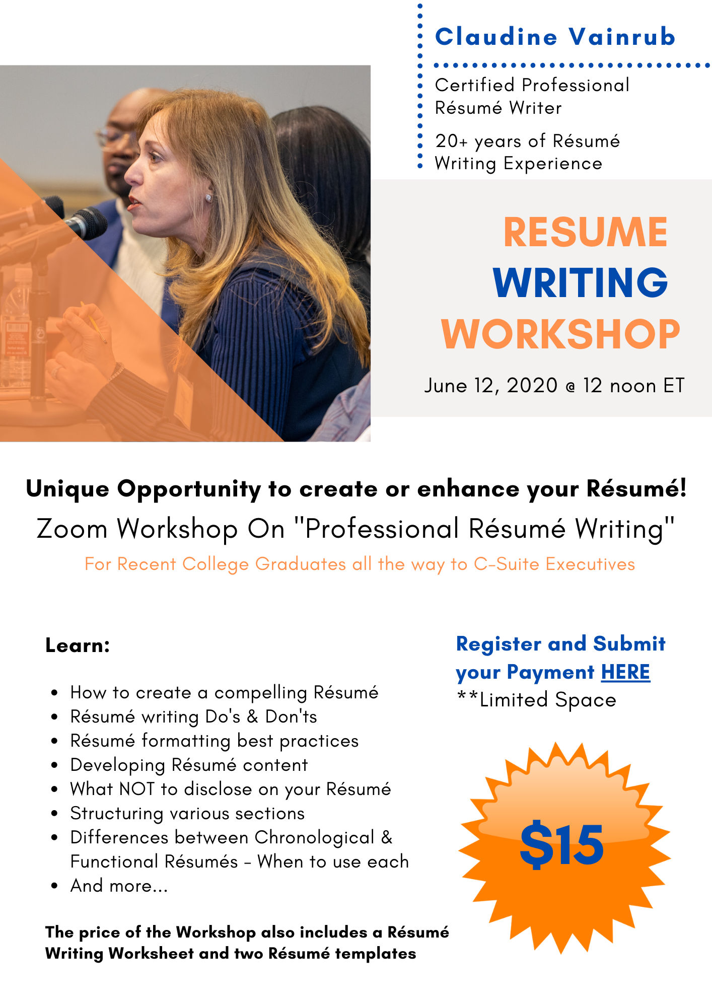 resume writing workshop description